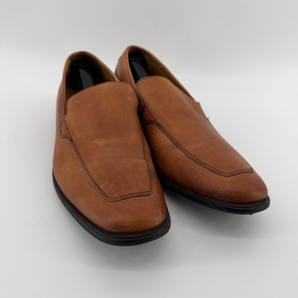 Cole Haan Loafers Mens 10 Tan C12375 Leather Slip On Apron Toe Dress Shoes